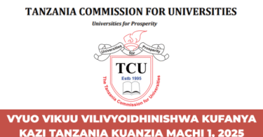 TCU Approved Universities Tanzania Full List 2025