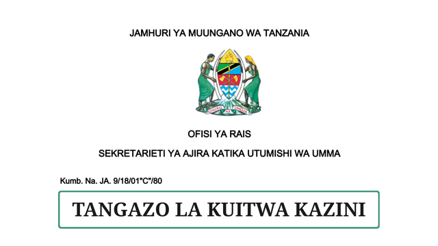 Utumishi (PSRS) Kuitwa kazini Call for Work Placement 2025