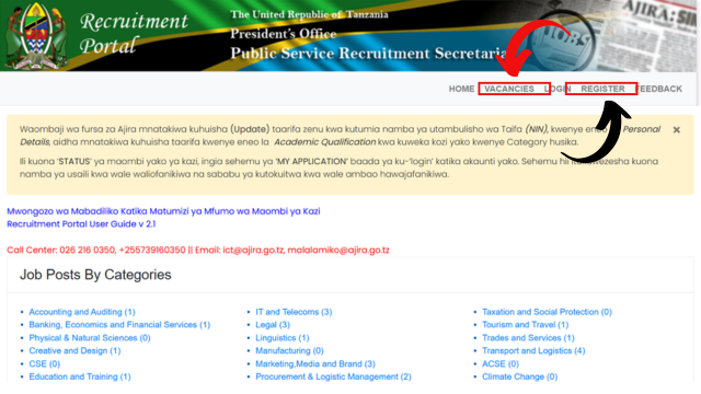 Jinsi ya kujiunga na kutuma maombi ya kazi Ajira Portal 2025