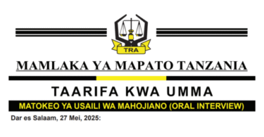 Matokeo ya Usaili wa Mahojiano TRA 2025 – Oral Interview Results