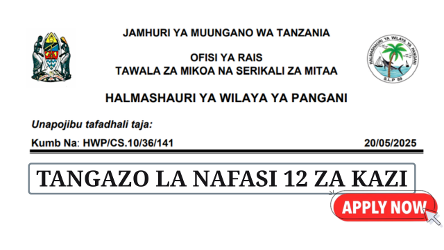 Pangani District Council Vacancies May 2025