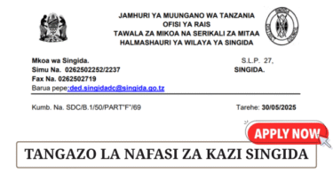 Singida District Council Vacancies May 2025