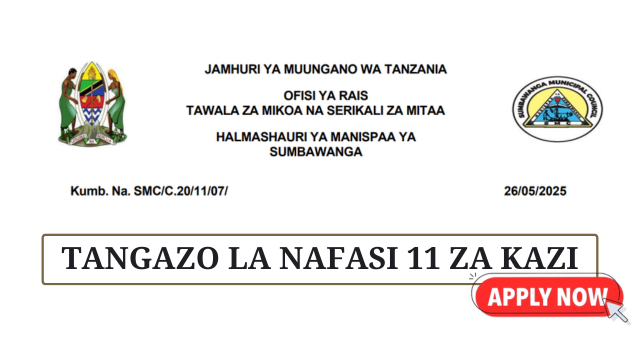 Sumbawanga Municipal Council Vacancies May 2025