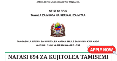 TAMISEMI Teaching 694 Volunteer Vacancies May 2025