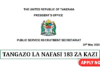 Wakala wa Huduma za Misitu (TFS) 183 Vacancies 2025