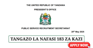 Wakala wa Huduma za Misitu (TFS) 183 Vacancies 2025