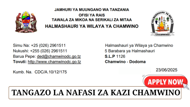 Chamwino District Council Vacancies June 2025