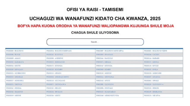 Majina Waliochaguliwa Kidato cha Tano | Form Five Selection 2025