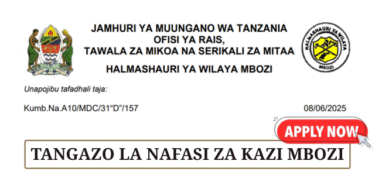 Mbozi District Council Vacancies June 2025