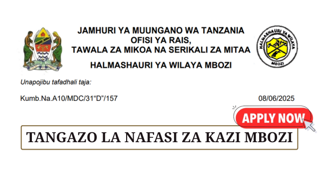 Mbozi District Council Vacancies June 2025