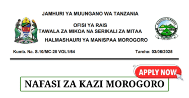 Morogoro Municipal Council Vacancies June 2025