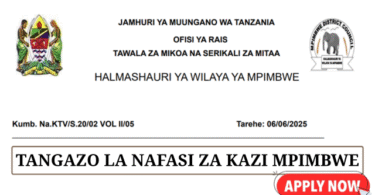 Mpimbwe District Council Job Vacancies June 2025