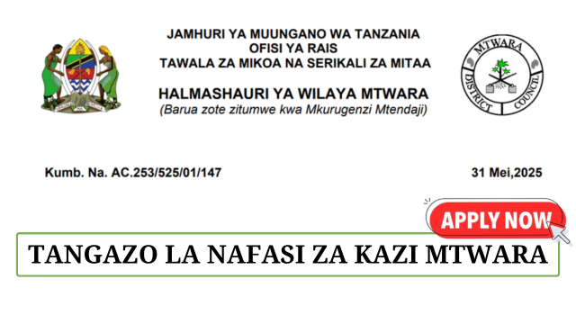 Mtwara District Council Job Vacancies June 2025