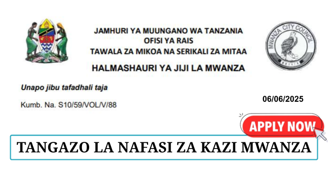 Mwanza City Council Job Vacancies June 2025
