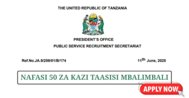 PSRS (Utumishi) 50 Vacancies in Key Agencies June 2025