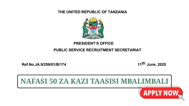 PSRS (Utumishi) 50 Vacancies in Key Agencies June 2025