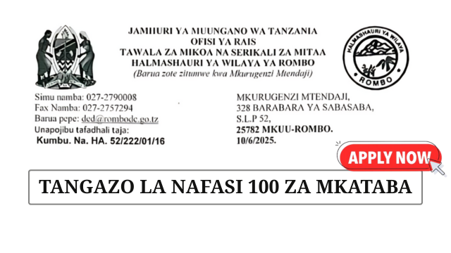 Rombo District Council 100 Contract Vacancies 2025