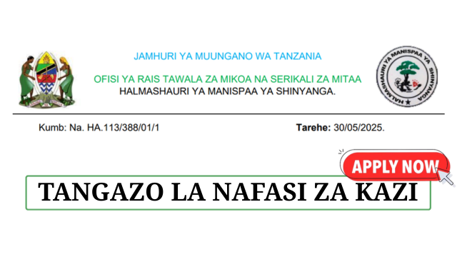 Shinyanga Municipal Council Vacancies June 2025