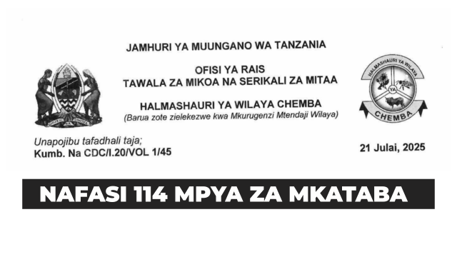 Chemba District 114 Contract Vacancies July 2025