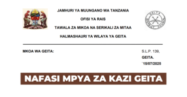 Geita District Council Vacancies July 2025
