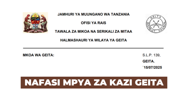 Geita District Council Vacancies July 2025