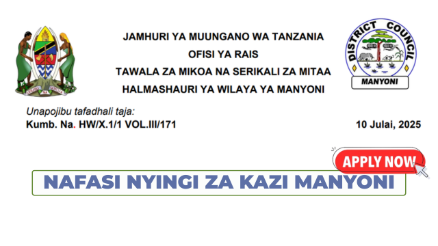 Manyoni District Council Vacancies July 2025
