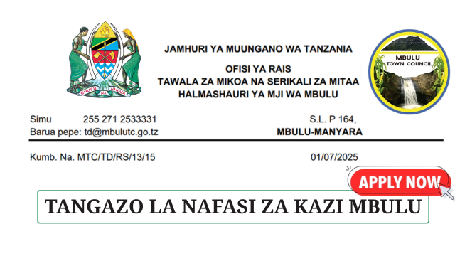 Mbulu Town Council Vacancies July 2025