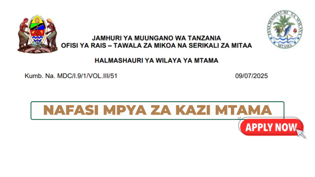 Mtama District Council Vacancies July 2025