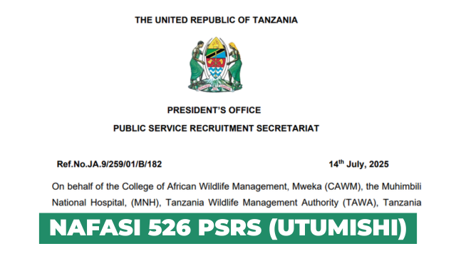 PSRS (Utumishi) 526 Vacancies July 2025