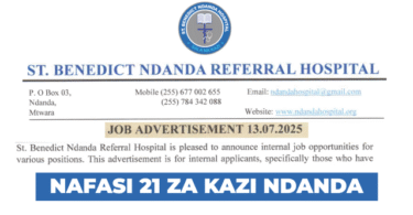 St. Benedict Ndanda Referral Hospital Volunteers Vacancies 2025