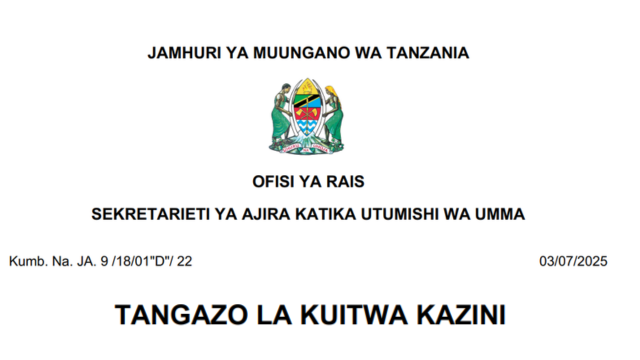 Utumishi Call for Work July 2025