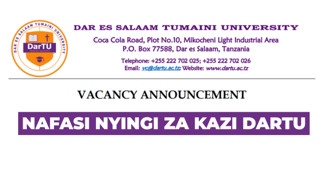 DarTU Job Vacancies August 2025