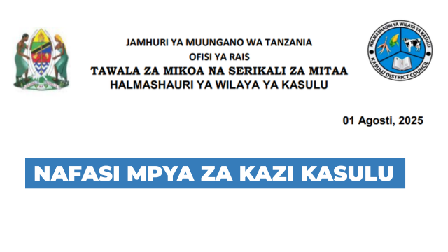 Kasulu District Council Vacancies August 2025