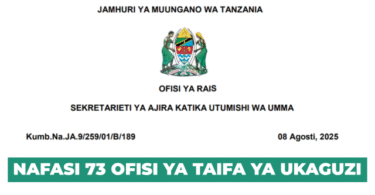 National Audit Office of Tanzania (NAOT) 73 Vacancies August 2025
