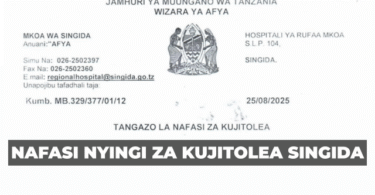 Singida Regional Referral Hospital Volunteer Vacancies 2025