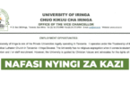 University of Iringa Job Vacancies August 2025