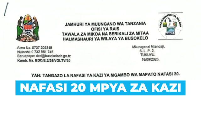 Busokelo District Council 20 Vacancies September 2025