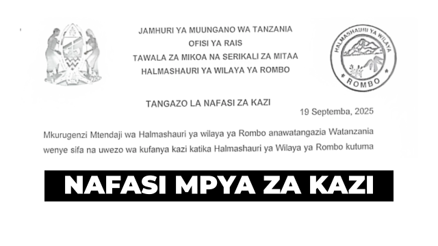 Rombo District Council 5 Vacancies September 2025