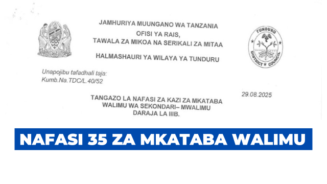 Tunduru District Council 35 Contract Vacancies S.S Teachers