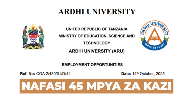 Ardhi University (ARU) Vacancies October 2025