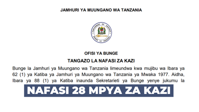 Parliament of Tanzania 28 New Job Vacancies – November 2025
